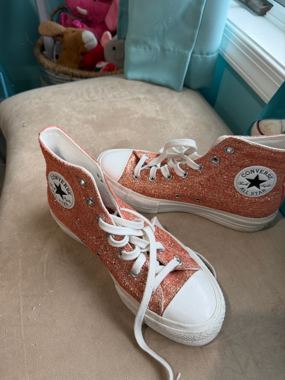 Converse All Star High Top Sneakers in Sparkling Coral-Orange